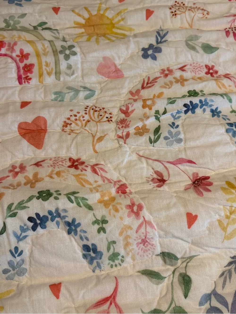 Pottery Barn Kids Heritage Rainbows wholecloth Quit Queen Size Comforter